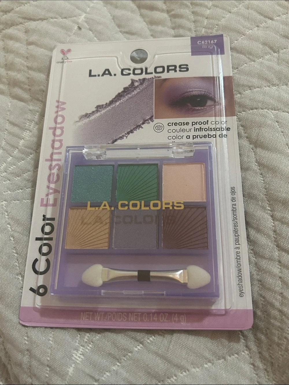 L.A. COLORS 6-Color Eyeshadow Palette - Teal, Green, Peach, Gold, Purple nwt